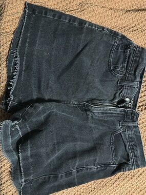 American Eagle Outfitters Black Raw-Hem Denim Shorts